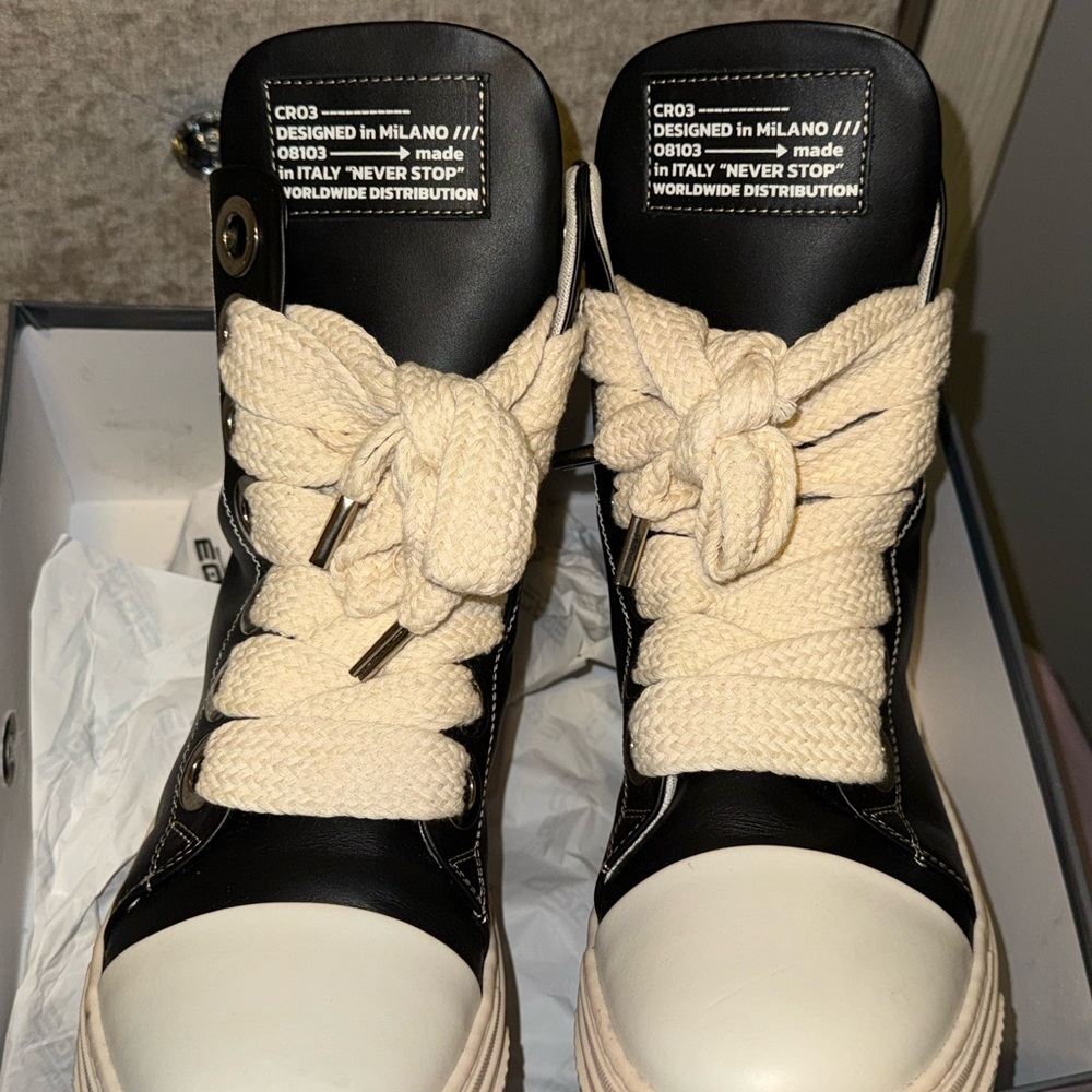 Stylish Black and White High-Top Sneakers